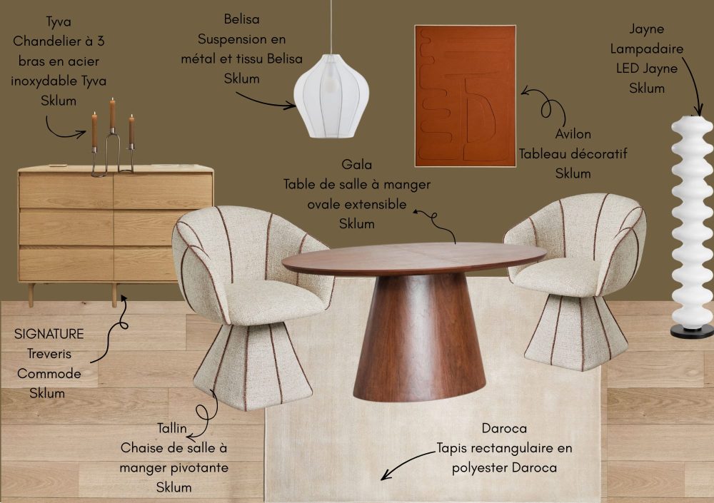 Salle à manger design avec table ovale Gala et chaises Tallin – SKLUM
