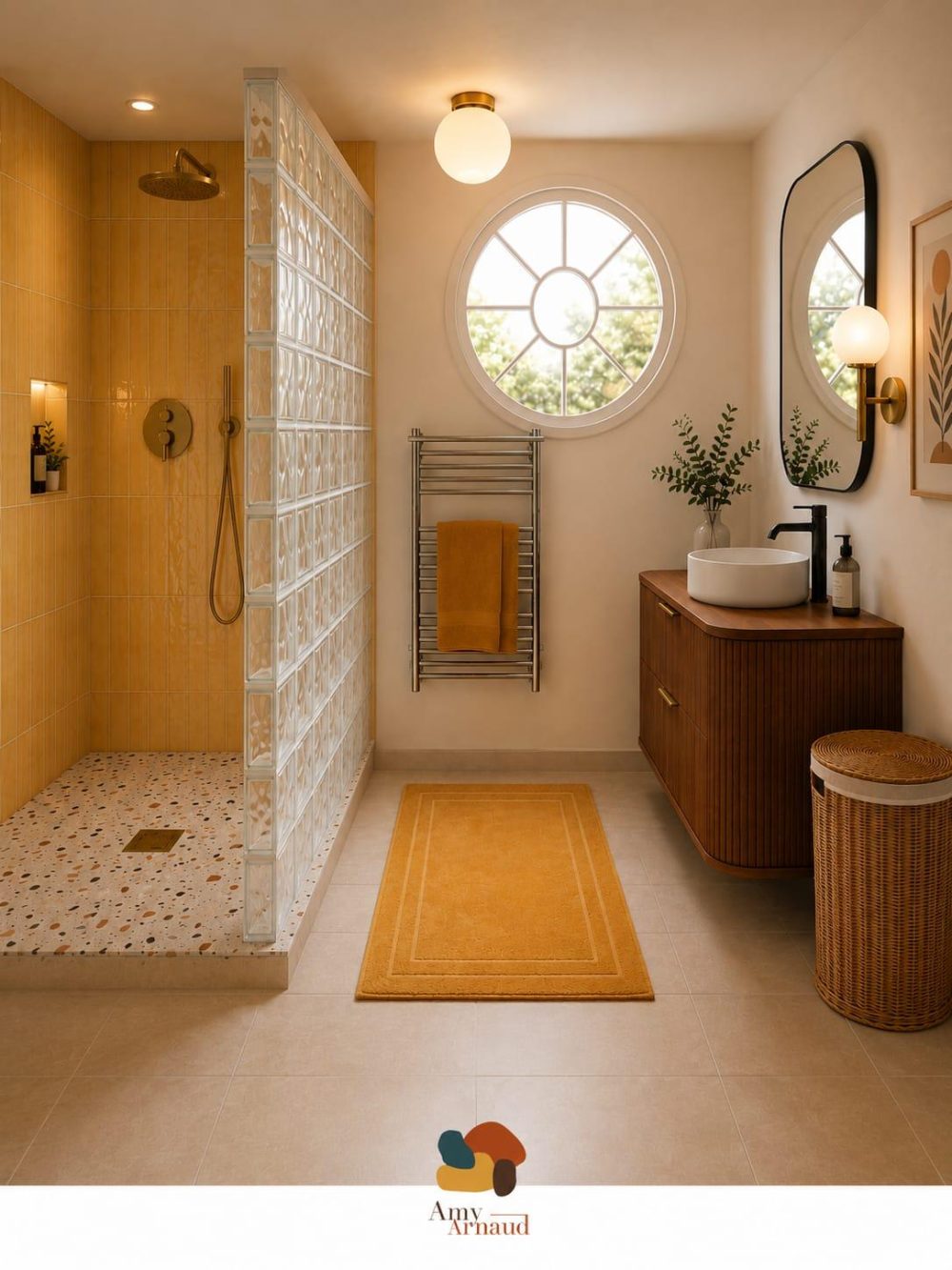 Salle de bain moderne et chaleureuse imaginée par AmyArnaud ✨